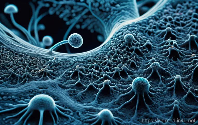 진균 감염 - Prompt 1: Microscopic Battle on the Skin**