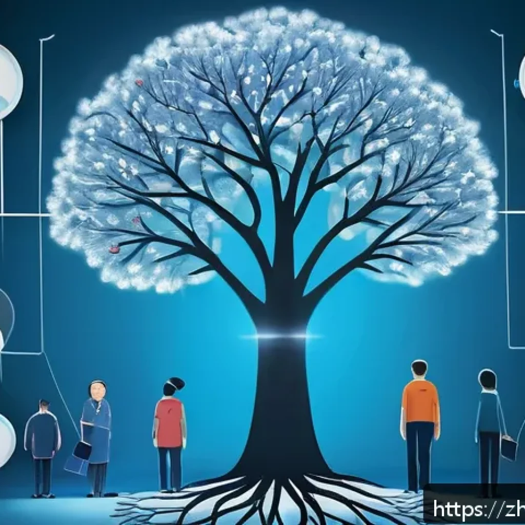 조현병 원인 분석 - A detailed scientific illustration showing a family tree with multiple generations, highlighting gen...